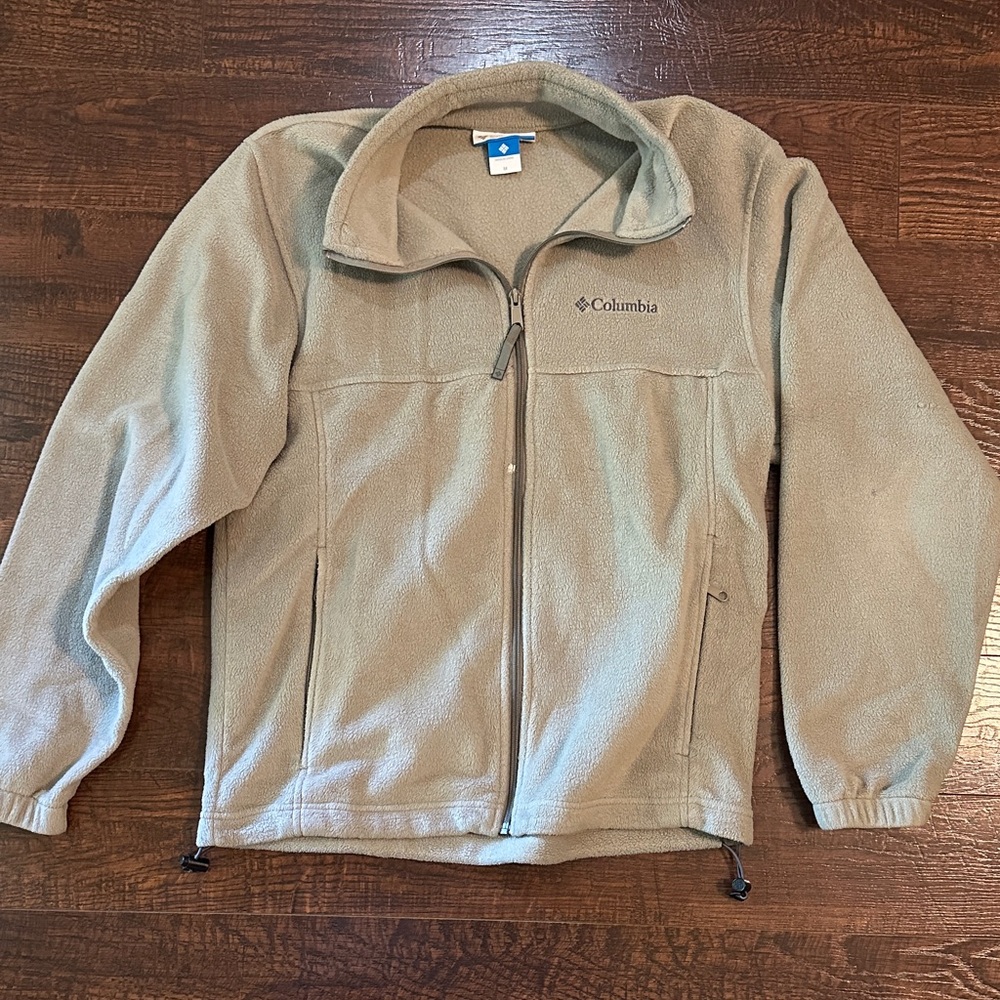 Columbia Beige Full-Zip Fleece Jacket Size Medium
